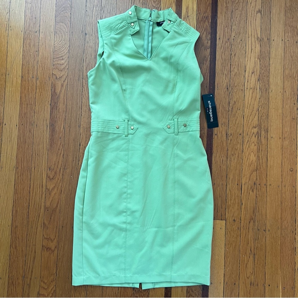 NWT vintage Sharagano lime green dress 4 fitted color accurate in last 2 pics